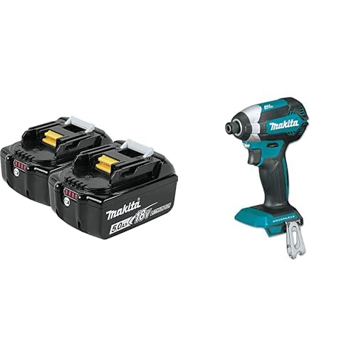 Makita BL1850B-2 18V LXT 5.0Ah Battery 2-Pack with XDT13Z Impact Driver