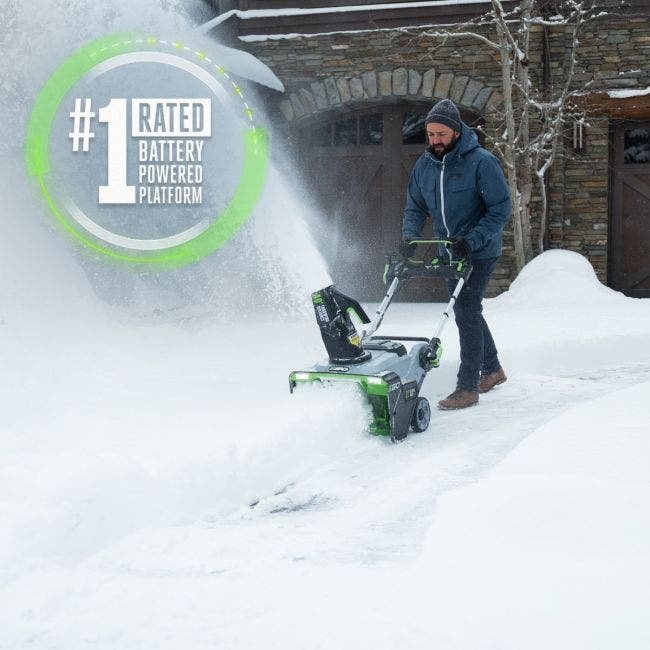 EGO Power+ SNT2112 21″ 56-Volt Cordless Snow Blower with Steel Auger with (2) 5.0Ah Batteries and Dual Port Charger Included