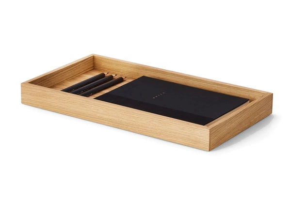 Stackable wooden tray in oak, large