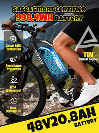 ESKUTE M200F Electric Bike – 1500W Peak Motor with 48V 20.8Ah Battery & 80 Mile Range – M200F