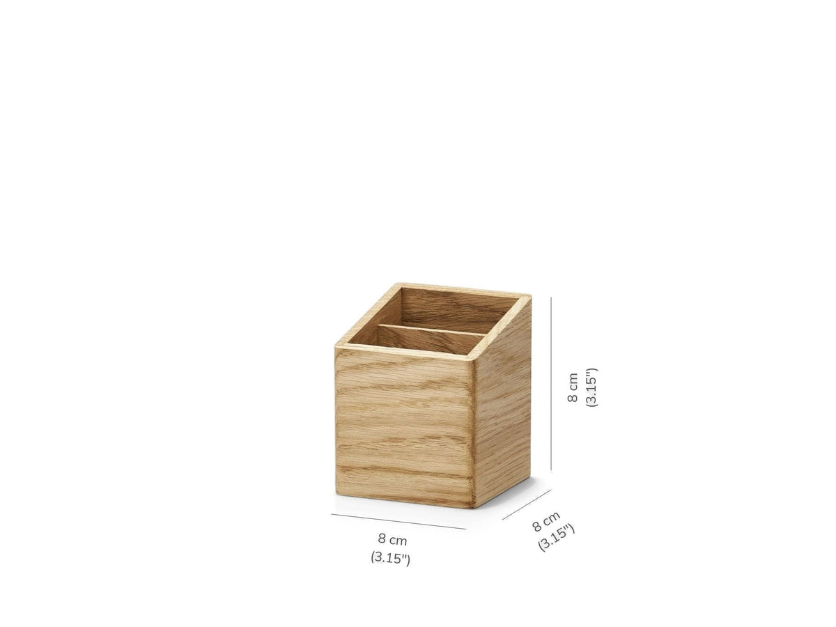 Solid wood pen cup with two compartments, view 4