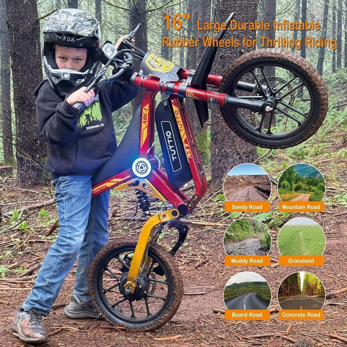 TUTTIO ARC-I Kids Electric Dirt Bike – 750W Motor with 36V 13Ah Battery for Ages 5-8 – ARC-I