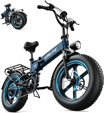 compare product URLIFE T5 Folding Electric Bike – 1500W Peak Motor with 48V 13Ah Battery & 60-80 Mile Range – T5