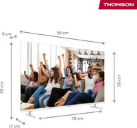 Thomson 43 Inch (109cm) 4K Ultra HD White Smart Google TV, Wi-Fi, Dolby Audio, HDR10, Bluetooth 5.1, Triple-Tuner (Cable/Satellite/Antenna), HDMI, CI+, A+ Pannello - 43UG4S14W