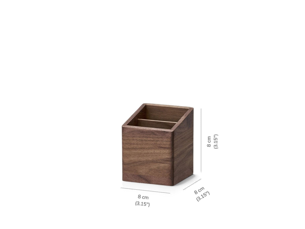 Solid wood pen cup with two compartments, view 5