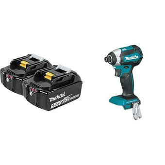 compare product Makita BL1850B-2 18V LXT 5.0Ah Battery 2-Pack with XDT13Z Impact Driver