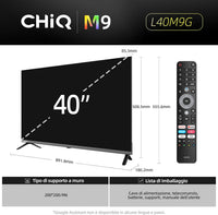 CHiQ TV 40 Inch (100cm) L40M9G, Smart TV, FHD, Google TV, HDR10, DVB-T2, Dolby Audio, Built-in Chromecast, HDMI*3, Frameless in Metal 2025