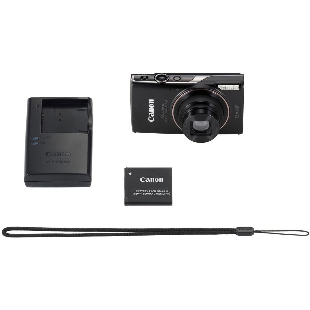 Canon PowerShot ELPH 360 HS A 20.2MP Digital Camera, Black Bundle