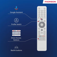 Thomson 43 Inch (109cm) 4K Ultra HD White Smart Google TV, Wi-Fi, Dolby Audio, HDR10, Bluetooth 5.1, Triple-Tuner (Cable/Satellite/Antenna), HDMI, CI+, A+ Pannello - 43UG4S14W