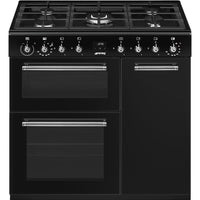 90cm Dual Fuel Range Cooker 61L Fan Convection Black