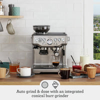 Bean To Cup Coffee Machine 16 Grind Settings 15 Bar Pump PID Temp Control Brushed Stainless Steel