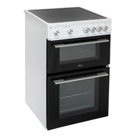 Freestanding Electric Cooker 68L Twin Cavity Ceramic Hob 4 Zones White