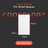 Under Counter Fridge 88L Adjustable Thermostat White Reversible Door