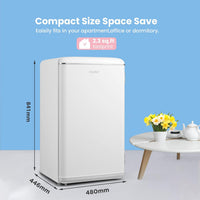 Under Counter Fridge 93L Retro Chiller Box Adjustable Thermostat White