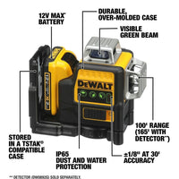 DEWALT DW089LG 12V MAX 3 x 360 Green Laser Level Kit with 2Ah Battery