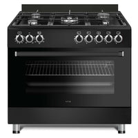 Electric Cooker 62L Oven 4 Hotplates Freestanding 60cm Matte Black