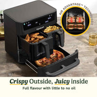 Tri Zone 13.6L Air Fryer Oven 3 Independent Cooking Zones PFAS-Free Black