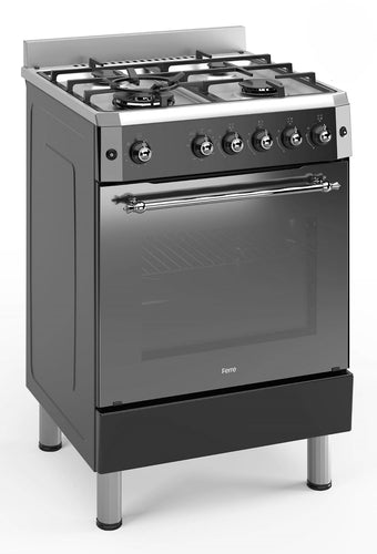 compare product Freestanding Gas Cooker 59L 4 Burner Wok Burner Turbo Fan Stainless Steel