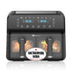 Dual Air Fryer 9L 2500W 8 Presets Digital Display Black