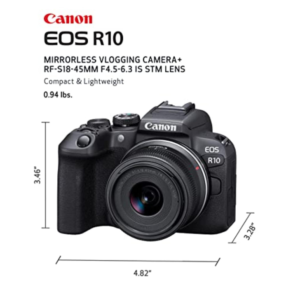 Canon EOS R10 Mirrorless Camera with RF-S 18-45mm Lens