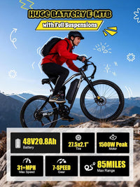ESKUTE M200F Electric Bike – 1500W Peak Motor with 48V 20.8Ah Battery & 80 Mile Range – M200F