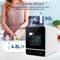 Portable Countertop Dishwasher 7 Programmes 4.8L Tank 3 Place Settings Black