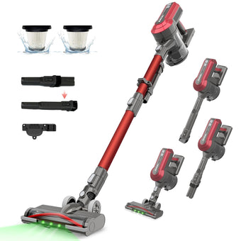 compare product Cordless Stick Vacuum Cleaner 450W 45kPa Suction 60min Runtime Red
