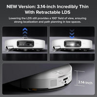 Robot Vacuum Cleaner 22,000 Pa 3.14-Inch Ultra Slim Zero-Tangling AI 3.0 Obstacle Avoidance White
