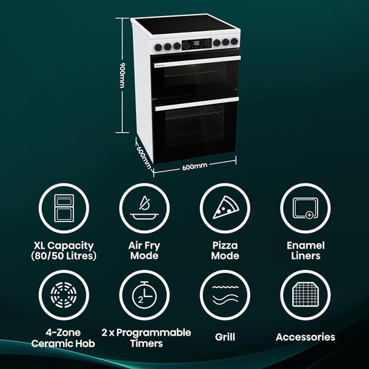 Freestanding Electric Cooker 130L 60cm White