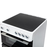Freestanding Electric Cooker 68L Twin Cavity Ceramic Hob 4 Zones White