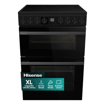 compare product Electric Cooker 130L Double Oven Ceramic Hob A Rated Black