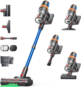compare product Cordless Stick Vacuum Cleaner 600W 50kPa Suction 65min Runtime Blue