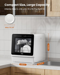 Countertop Dishwasher 5L 8 Programs With Water Softener Black