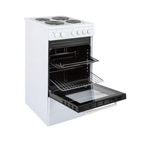 Freestanding Electric Cooker 62L 4 Solid Plate Hobs White
