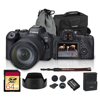 compare product Canon EOS R6 Mark II Mirrorless Camera with 24-105mm Lens (5666C011) Bundle