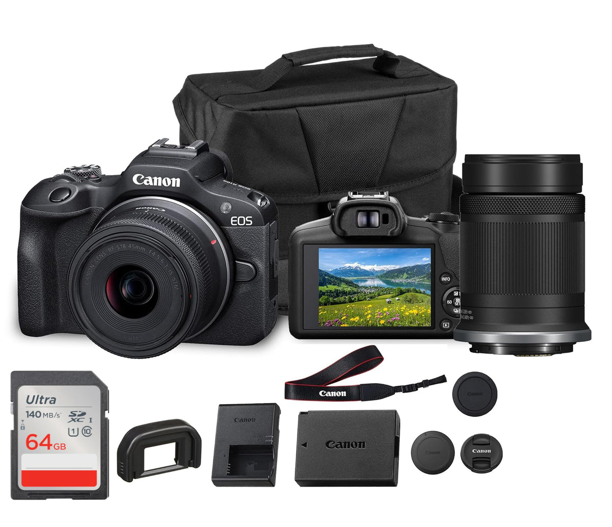 Canon EOS R50 Mirrorless Camera with 18-45mm & 55-210mm Double Lens Bundle