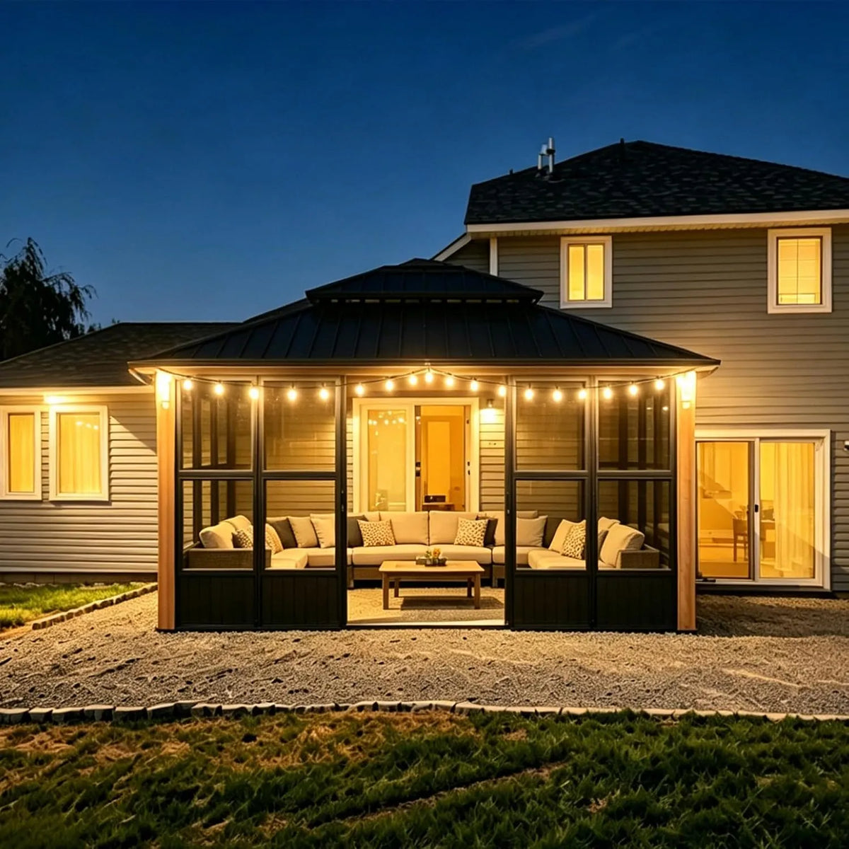 PURPLE LEAF Grey Sunroom Hardtop Built-in Lights