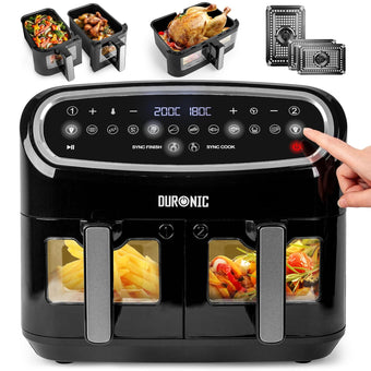compare product Digital Dual Zone Air Fryer 10L 2400W 10 Presets Black/Silver