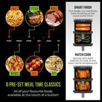 Dual Stack Air Fryer 11L 2460W 6 Presets Graphite
