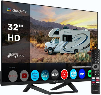 compare product Strong SRT32HG4723C 32'' TV HD - DVB-S2/C/T2, 12V ideal for camper, Kitchen, bedroom, boat, 2 HDMI ports (1 ARC) + 1 USB port + Mini-AV + Input antenna/satellite - Black