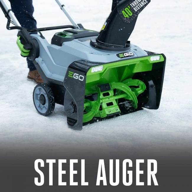 EGO Power+ SNT2112 21″ 56-Volt Cordless  Snow Blower with Steel Auger with (2) 5.0Ah Batteries and Dual Port Charger Included
