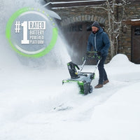 EGO Power+ SNT2112 21″ 56-Volt Cordless  Snow Blower with Steel Auger with (2) 5.0Ah Batteries and Dual Port Charger Included