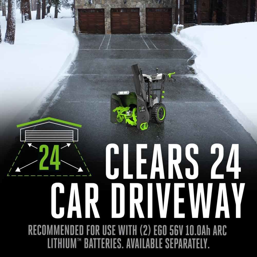 EGO Power+ SNT2416 POWER+ 24 in. Self-Propelled 2-Stage XP Snow Blower with Peak Power™ and 2 x 10.0 Ah Batteries and Dual Port Charger