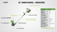 EGO Power+ SNS1200 Dedicated 12″ Snow Shovel Bare Tool – Battery and Charger Not Included