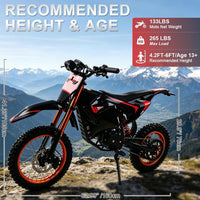 ONK Electric Dirt Bike – 4500W Peak Motor with 60V 28.8Ah Battery & Full Suspension – 1.7V