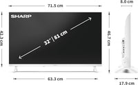 Sharp 32HF2365EW - GOOGLE TV, 32" HD, FRAMELESS, 60Hz, Sound 2x3W, HDMIx3, USBx2, USB, White