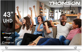 compare product Thomson 43 Inch (109cm) 4K Ultra HD White Smart Google TV, Wi-Fi, Dolby Audio, HDR10, Bluetooth 5.1, Triple-Tuner (Cable/Satellite/Antenna), HDMI, CI+, A+ Pannello - 43UG4S14W