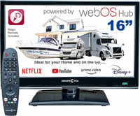 Unispectra ® 16" Smart TV (webOS) 12V Full HD LED 230v 24v Triple Tuner: Satellite, Terrestrial, cable. HDMI USB Telecomando magico TV 12V for camper, caravan, furgone, boat