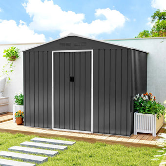 compare product Outsunny 7.7 x 5.6ft Metal Garden Shed with Ventilation Slots