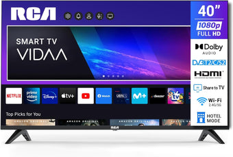 compare product RCA Smart TV 40 Inch VIDAA Full HD Triple Tuner DVB-T/T2-C-S/S2, Wi-Fi, HDMI, USB, CI/CI+, Hotel Mode (VRS40FQ1, 2024)